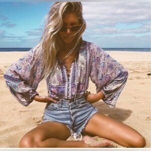 SPELL AND THE GYPSY POINCIANA BLOUSE LARGE EXCELLENT PRE OWNED